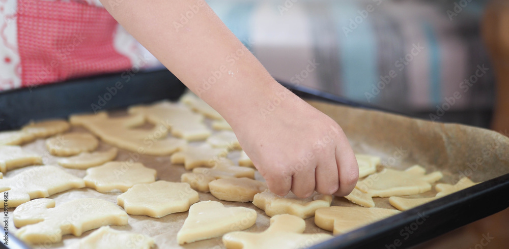 a child at home cuts out cookie cutters. a child at home cuts out cookie cutters.