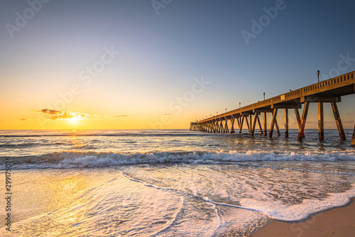 Johnnie Mercers Fishing Pier at sunrise in Wrightsville Beach east of Wilmington,North Carolina,United State.