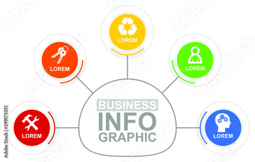 Infographic vector template for business presentation, diagram, workflow concept with 5 options photo