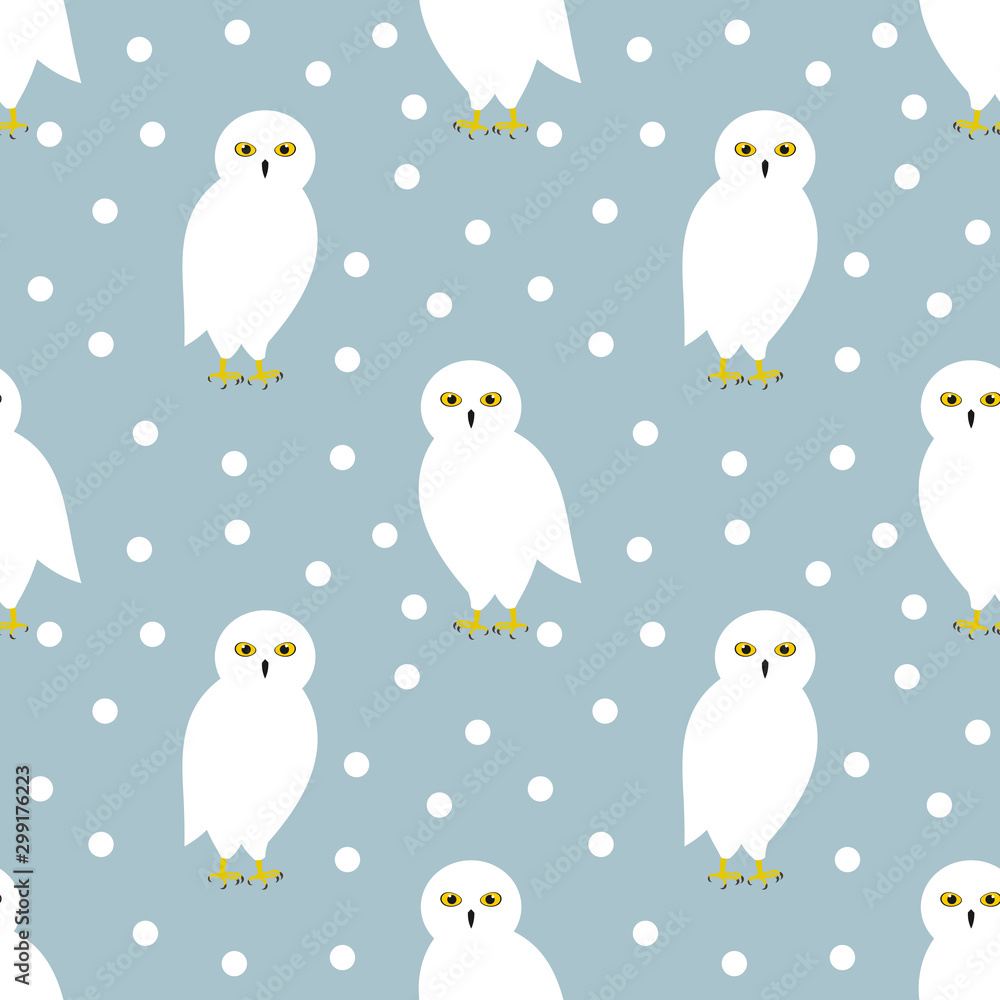 The snowy owl seamless winter pattern. The snowy owl seamless winter pattern.