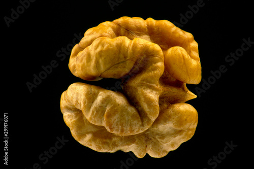 walnut closeup on a black background