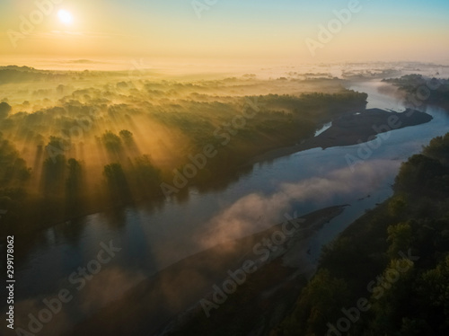 Morning mist on the oxbow lake on the Drava River