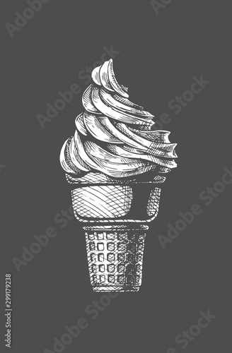 Soft serve ice cream in a cone