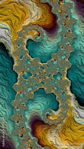 Artfully 3D rendering fractal, fanciful abstract illustration and colorful designed pattern