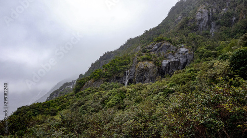 Franz Josef Glacier and valley floor, Westland, South Island, New Zealand