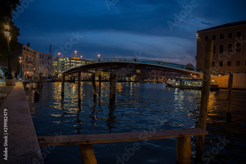 Ponte Della Costituzione Bridge in Venice at evening