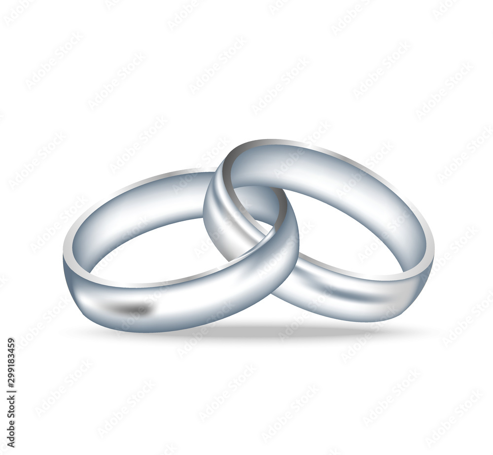 Two silver rings, realistic vector Two silver rings, realistic vector