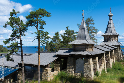 The building of the chapel of the Valaam saints on the island of Valaam photo