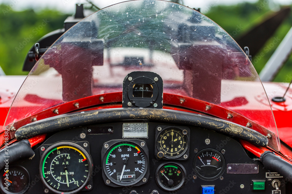 Fototapeta premium Cockpit of a german triplane replica from first World War.