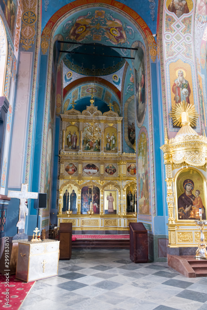 Interior elements of the upper hall of the Transfiguration Cathedral of the Valaam monastery