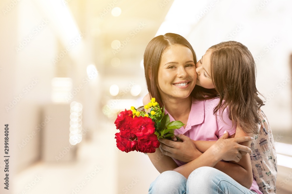 Happy Mother and daughter hugging Happy Mother and daughter hugging