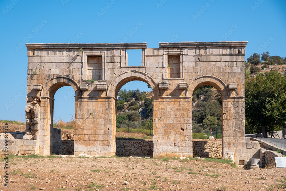 Arch of Mettius Modestus in ancient Lycian city Patara. Antalya Province. Turkey