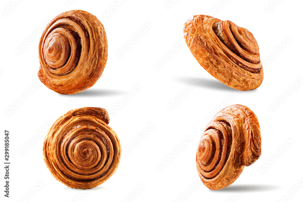 Fototapeta premium Cinnamon bun on a white isolated background