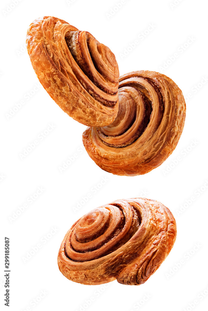 Fototapeta premium Cinnamon bun on a white isolated background