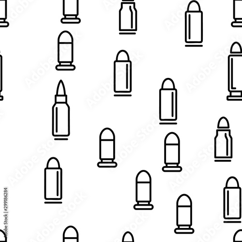 Bullet Ammunition Vector Seamless Pattern Thin Line Illustration