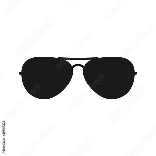 Sunglasses black vector silhouette. Pilot sunglasses fashion accessory icon. 