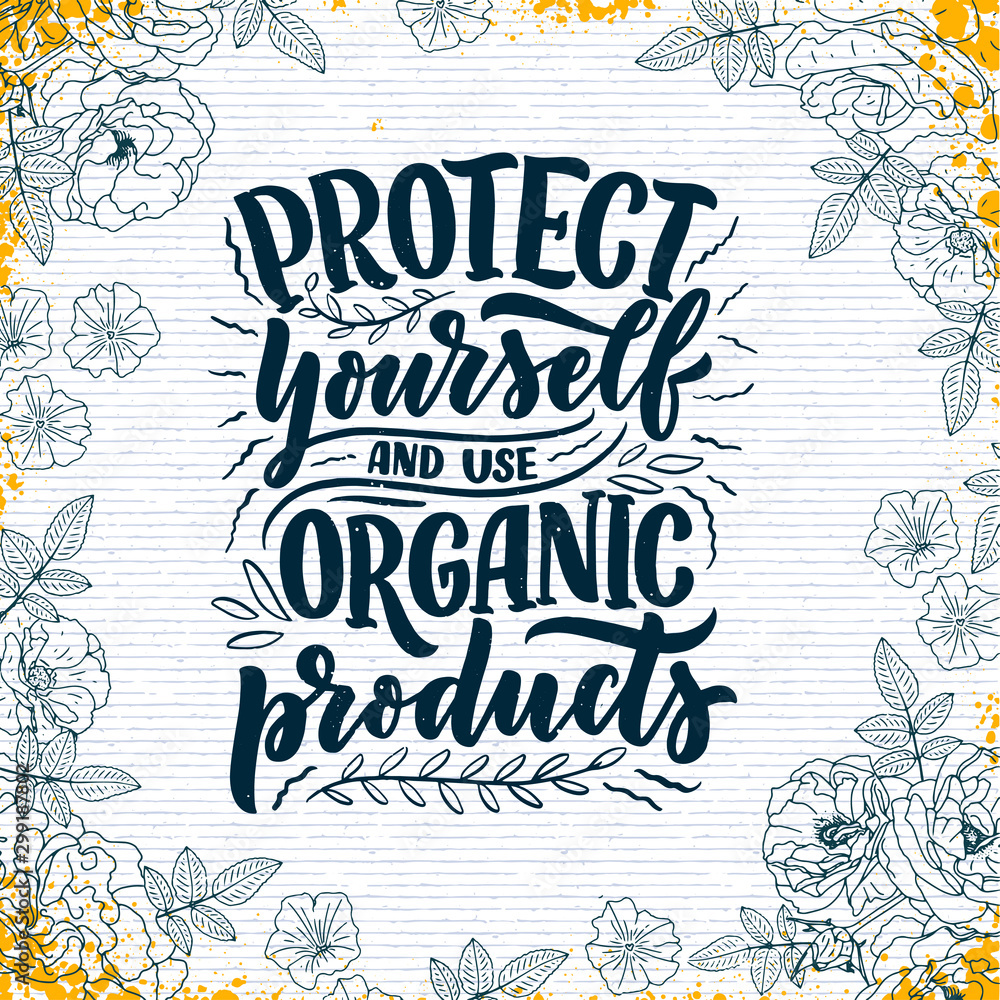 Organic skin care phrase concept banner. Natural cosmetic slogan for presentation or website. Isolated lettering typography product ide. Vector Organic skin care phrase concept banner. Natural cosmetic slogan for presentation or website. Isolated lettering typography product ide. Vector