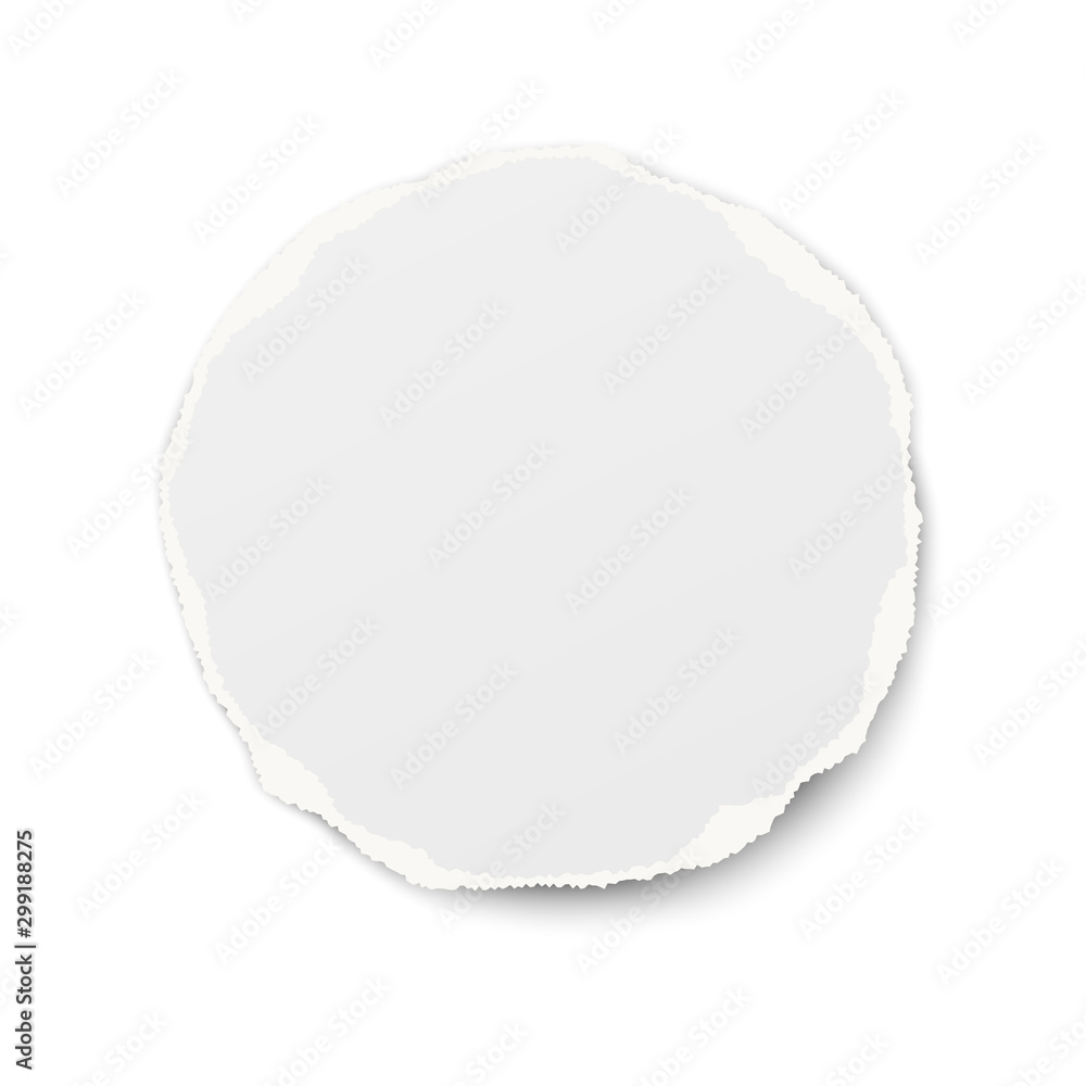 Round torn paper tear with soft shadow isolated on white background. Vector paper template. Round torn paper tear with soft shadow isolated on white background. Vector paper template.