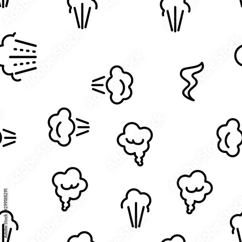 Smell Cloud Vector Seamless Pattern Thin Line Illustration