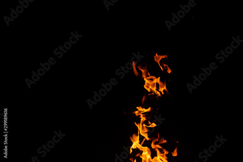 hot orange fire on black background