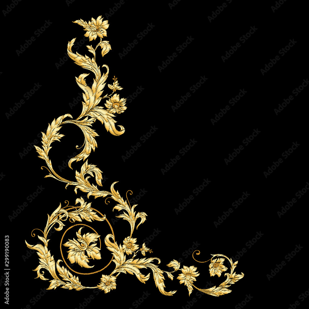 Elements In baroque, rococo, victorian renaissance style. Trendy floral ...