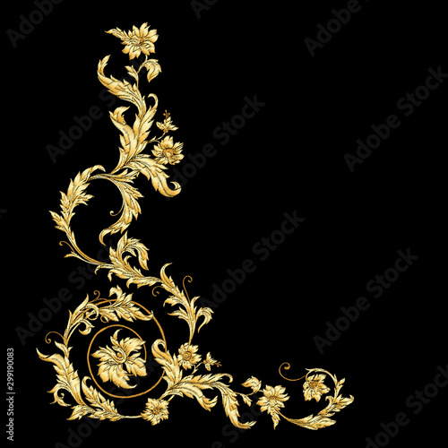 Elements In baroque, rococo, victorian renaissance style. Trendy floral vintage pattern Vector illustration.