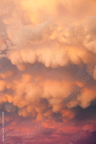Mackerel sky with orange clouds