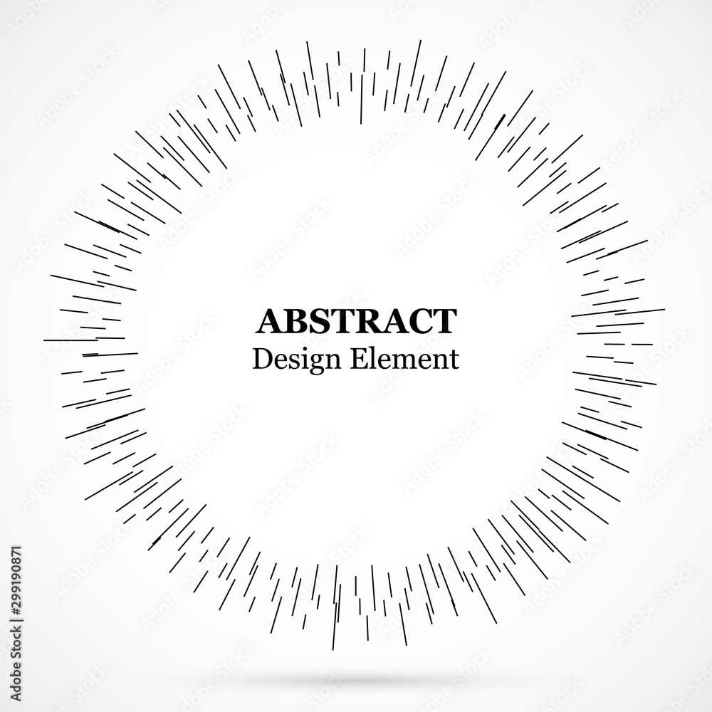 Bursting lines.Set of circular rays.Assymetric radial elements.Linear drawing.Vector illustration pattern.Monochrome explosion background. Bursting lines.Set of circular rays.Assymetric radial elements.Linear drawing.Vector illustration pattern.Monochrome explosion background.