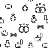 Ring Jewelry Vector Seamless Pattern Thin Line Illustration