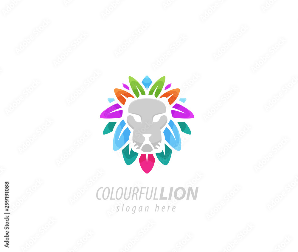 Colorful Lion Head Logo 