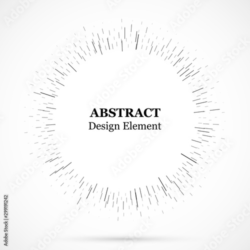 Bursting lines.Set of circular rays.Assymetric radial elements.Linear drawing...