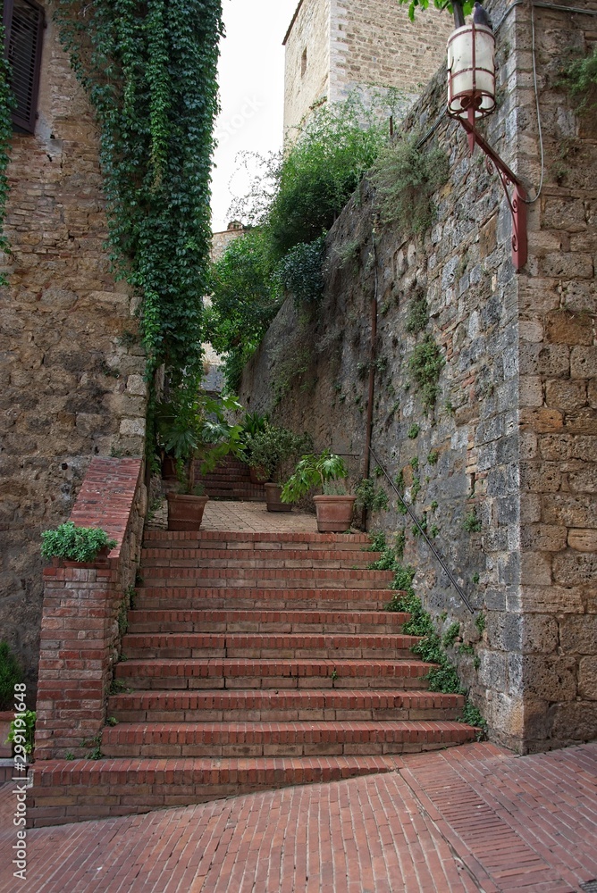 Narrow Stairway through Tuscan Streets Narrow Stairway through Tuscan Streets