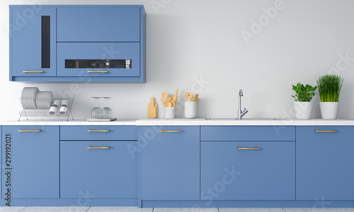 Modern kitchen countertop, 3D rendering