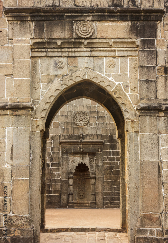 The arches of a doorway inside the ancient Qutb Shahi mosque in Pandua, the old capital of the Bengal Sultanate.