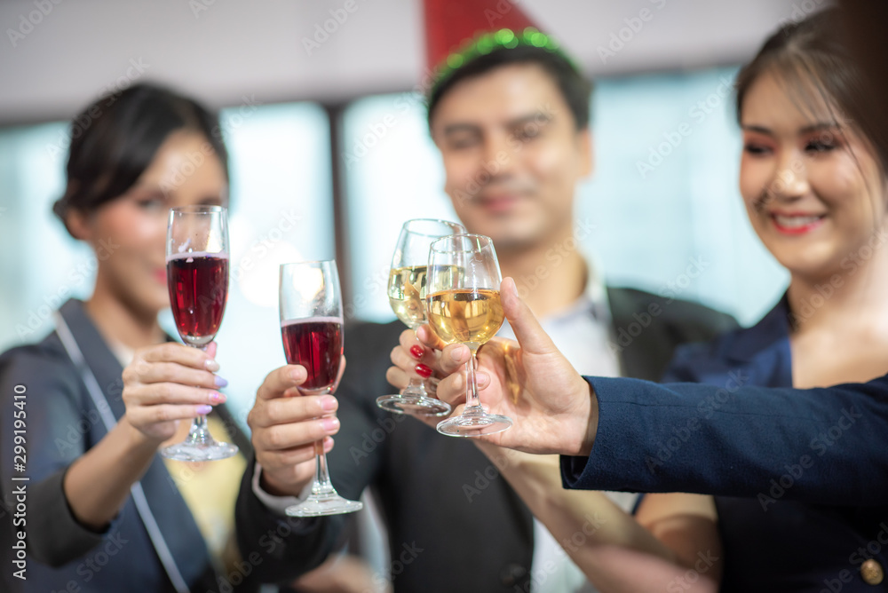 Business people drink wine At a party celebrating business success Business people drink wine At a party celebrating business success