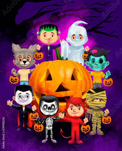 niños en halloween