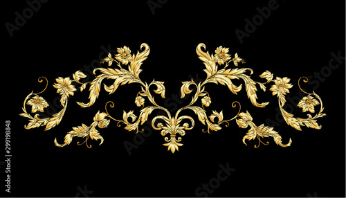 Elements In baroque, rococo, victorian renaissance style. Trendy floral vintage pattern Vector illustration.