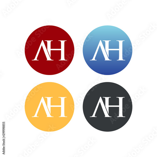 letter A and H in circle logo SET vector