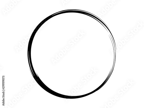 Thin grunge circle made for marking.Grunge oval shape made using art brush.Grunge artistic element made of black paint.