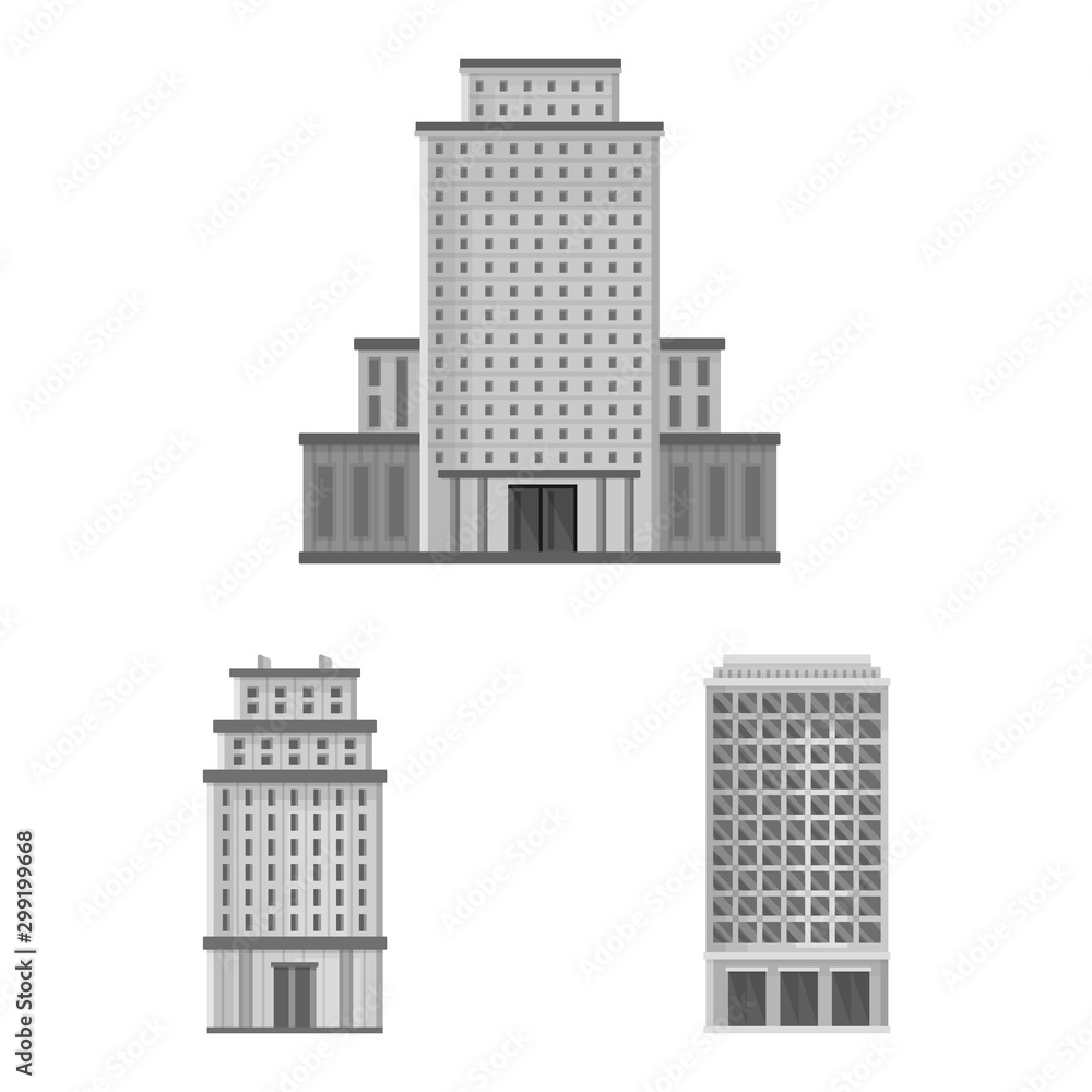 Obraz premium Vector illustration of construction and city logo. Set of construction and center stock symbol for web.