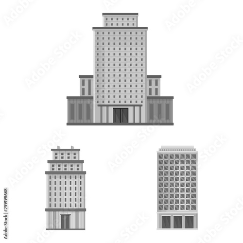 Vector illustration of construction and city logo. Set of construction and center stock symbol for web.