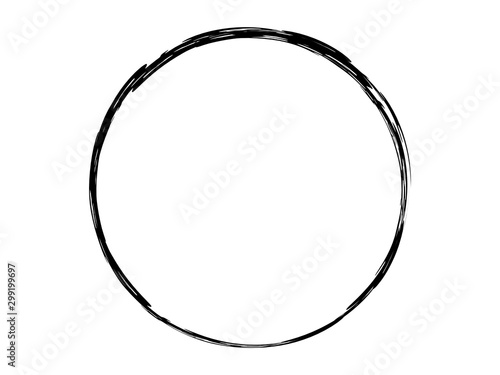 Grunge circle made of black paint.Grunge circle made of black ink made using art brush.