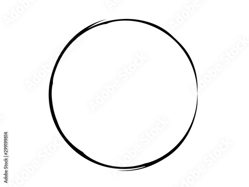 Thin circle made for marking.Grunge oval shape made of black paint. photo