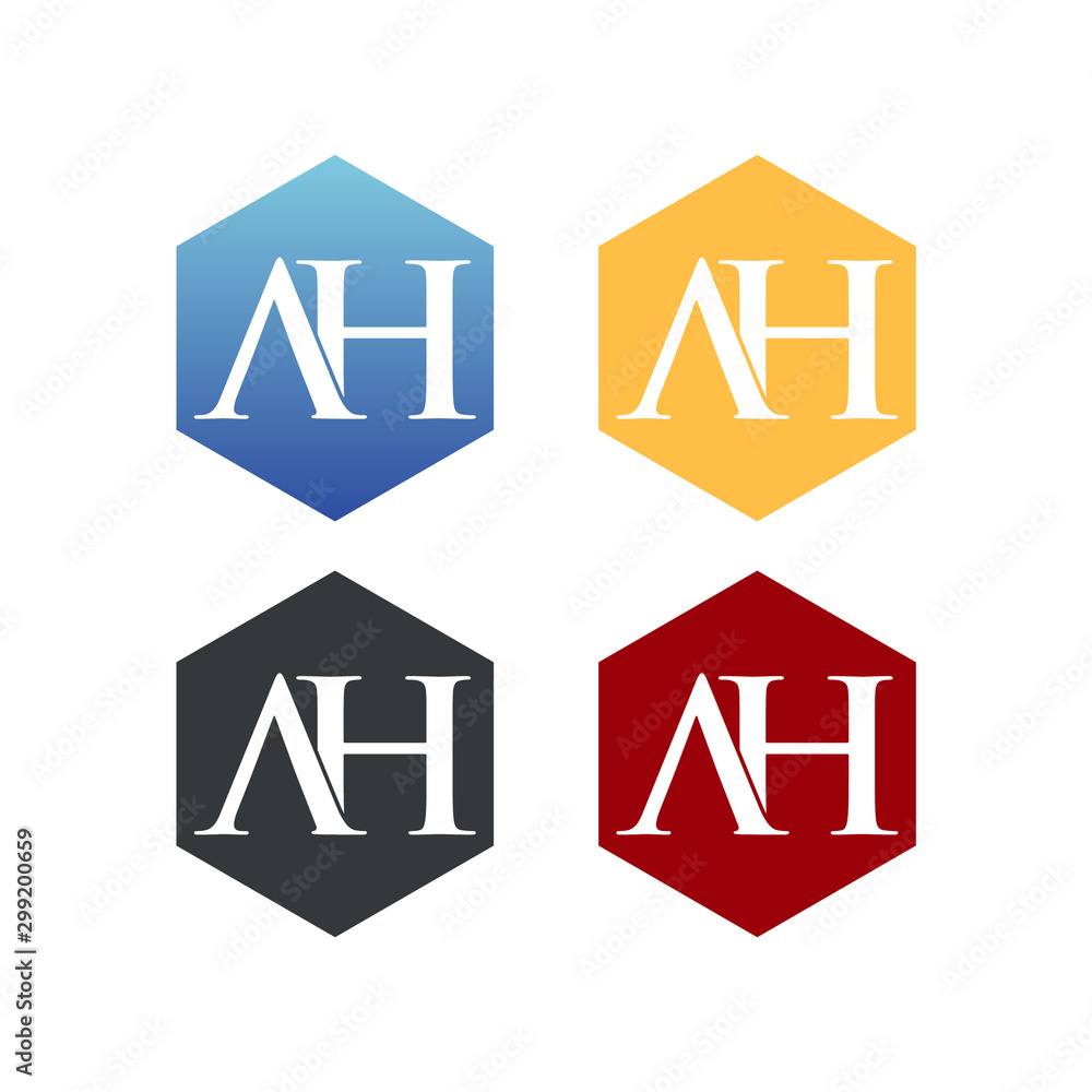 letter A and H in poligon logo SET vector letter A and H in poligon logo SET vector