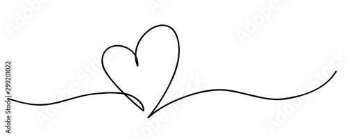 Heart. Abstract love symbol. Continuous line art drawing vector illustration photo