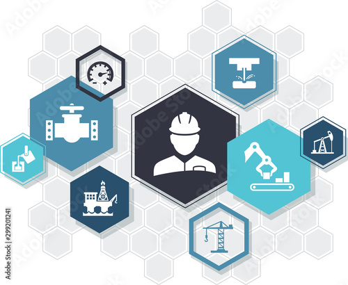 heavy industry icon concept – engineering, manufacturing & construction industry – vector illustration