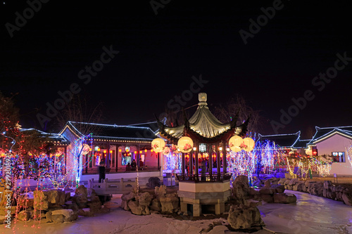 Architectural scenery of Tangshan South Lake Park, Tangshan City, Hebei, China
