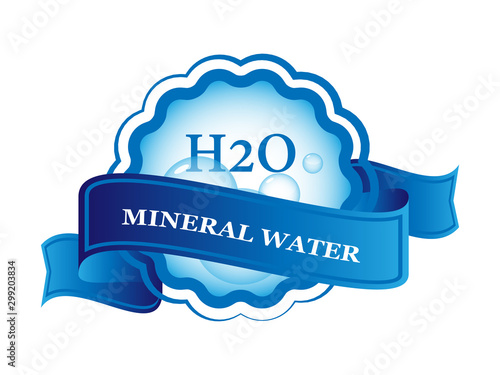 Mineral Water Label And Logo Sticker. Vector Isolated On White Background. Clear Water Drop Icon. Flat Aqua Logo, Drink Logo And Bottle Label Design. Drinking Water Label