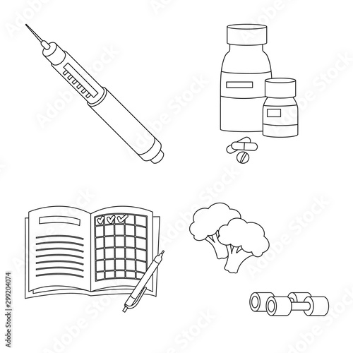 Vector illustration of mellitus and diabetes logo. Collection of mellitus and diet vector icon for stock.