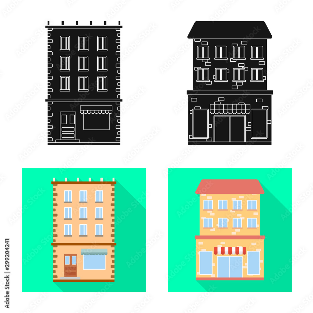 Isolated object of municipal and center symbol. Set of municipal and estate stock vector illustration.